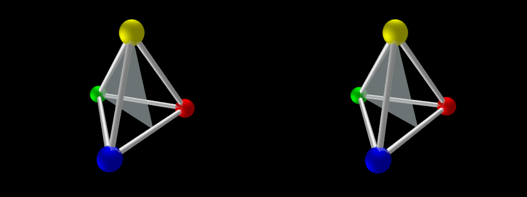 Isométries (12) du tétraèdre Isométries (12) du tétraèdre